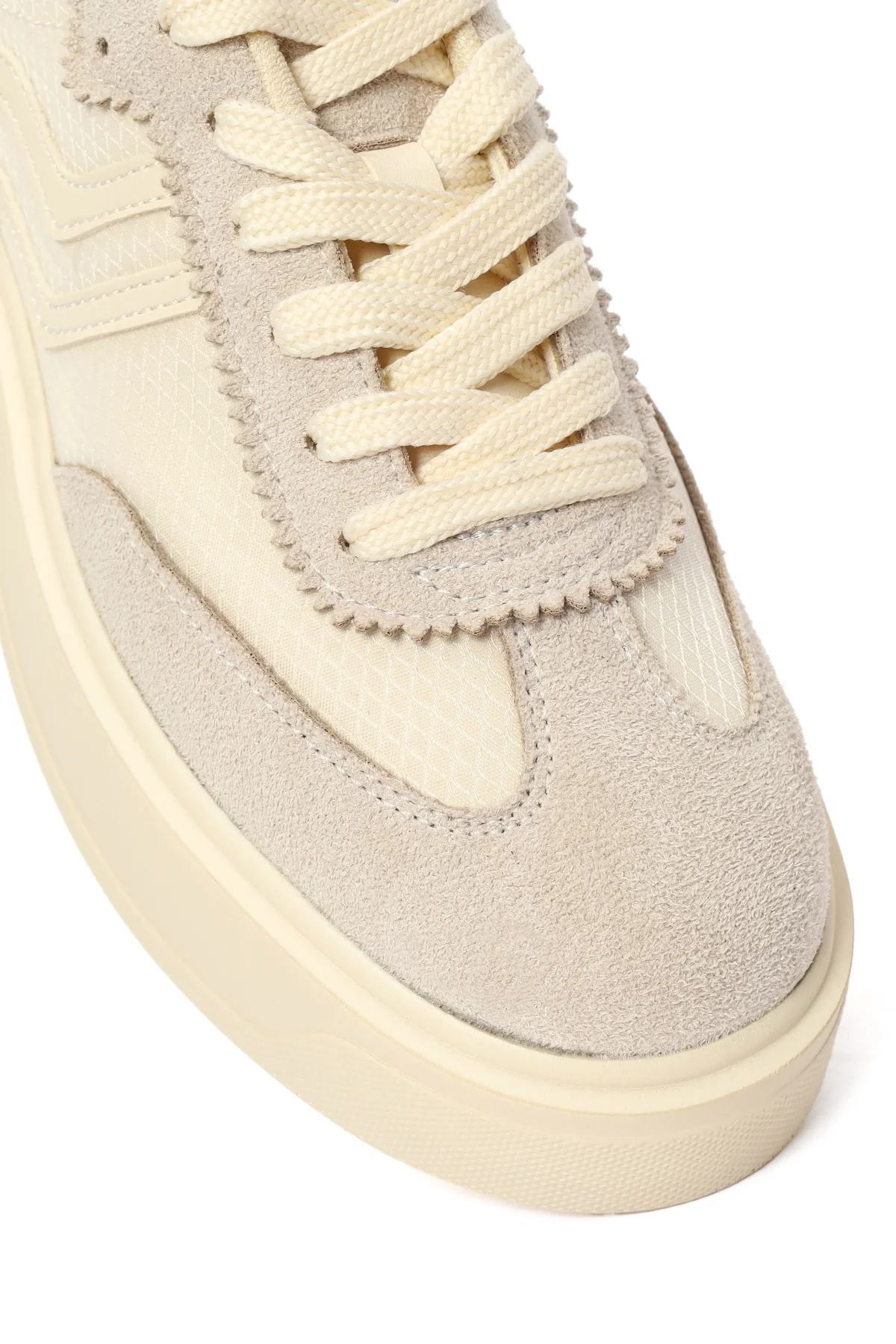 Kadın Bej Kalın Tabanlı Bağcıklı Sneaker - Image 10