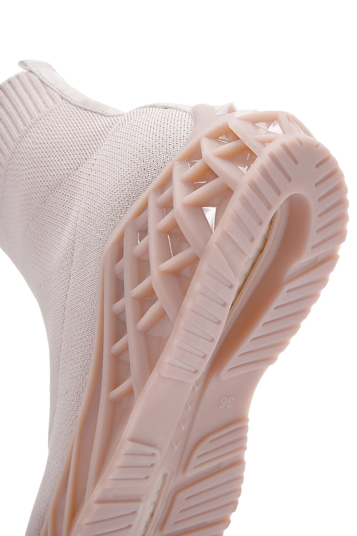 Kadın Bej Kalın Tabanlı Bilekli Sneaker - Image 7