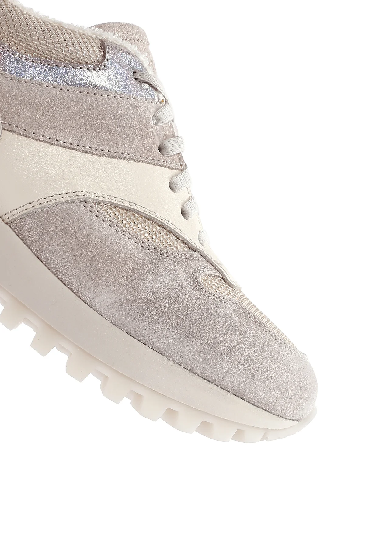 Kadın Bej Kalın Tabanlı Deri Sneaker - Image 9