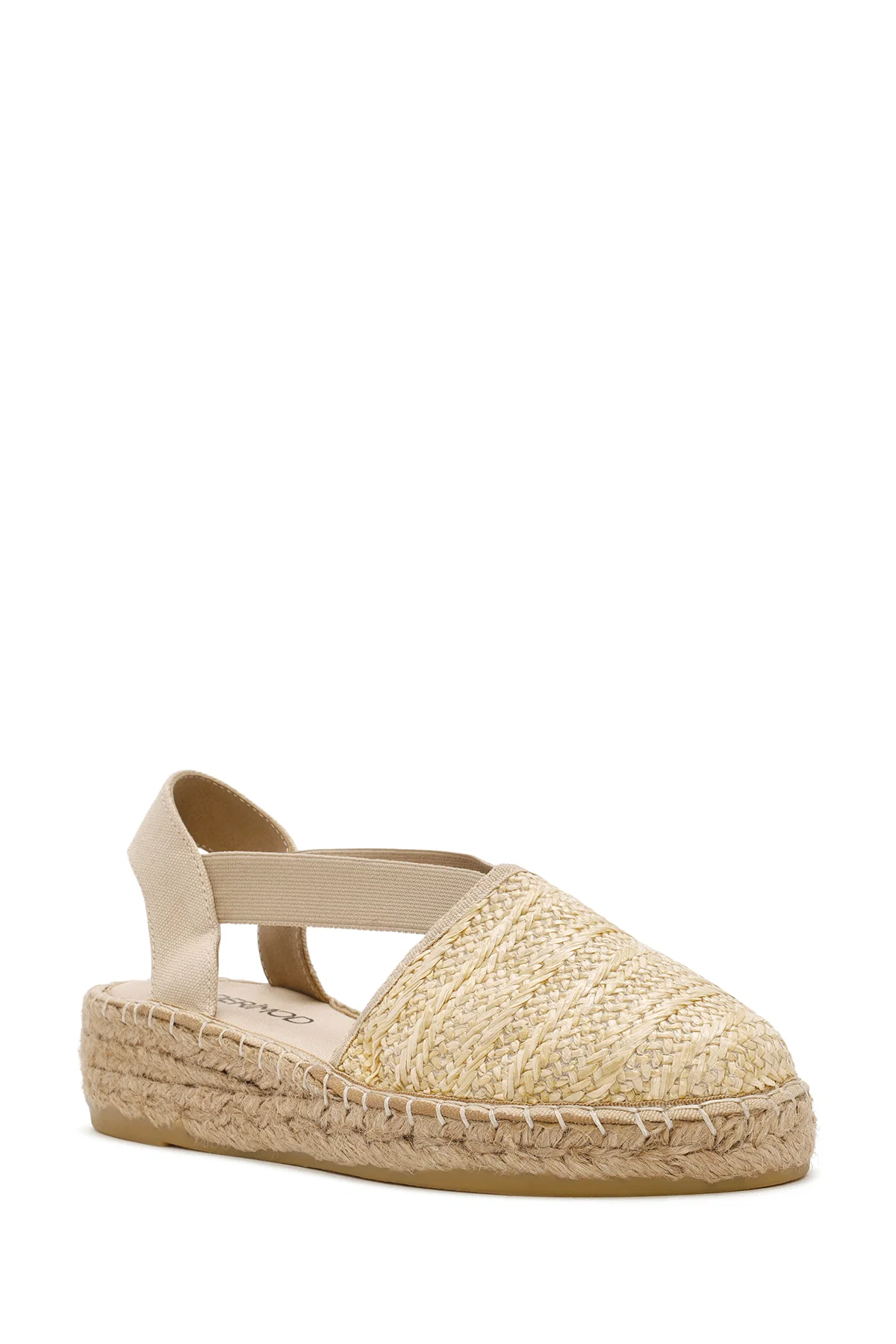 Kadın Bej Kalın Tabanlı Hasır Espadril Sandalet - Image 6