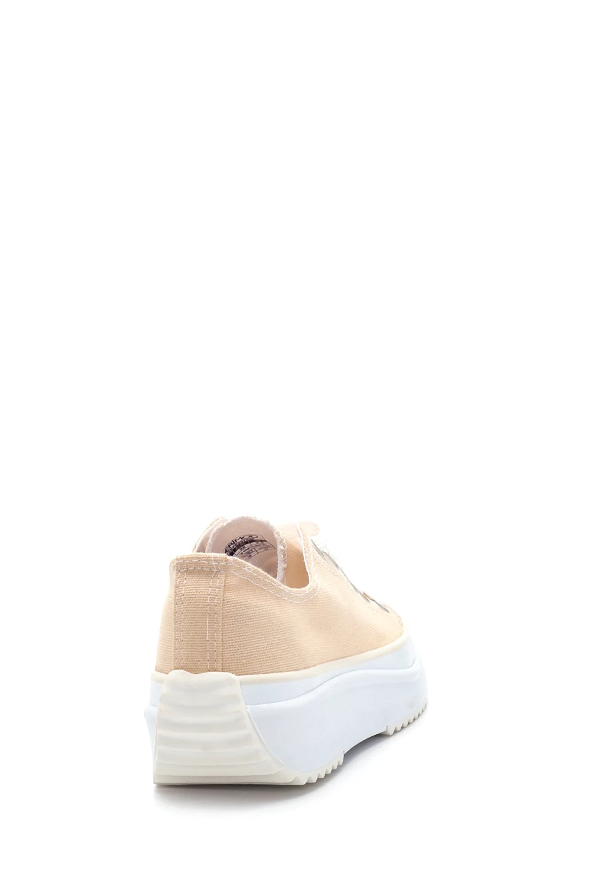 Kadın Bej Kalın Tabanlı Kumaş Sneaker - Image 5