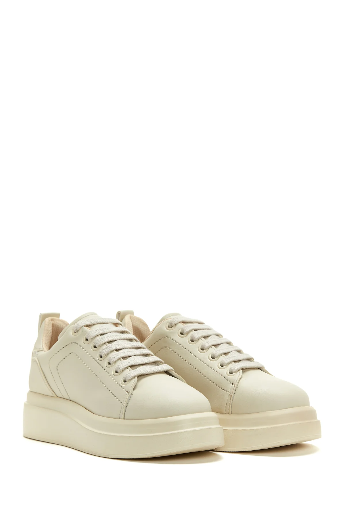 Kadın Bej Kalın Tabanlı Sneaker - Image 3