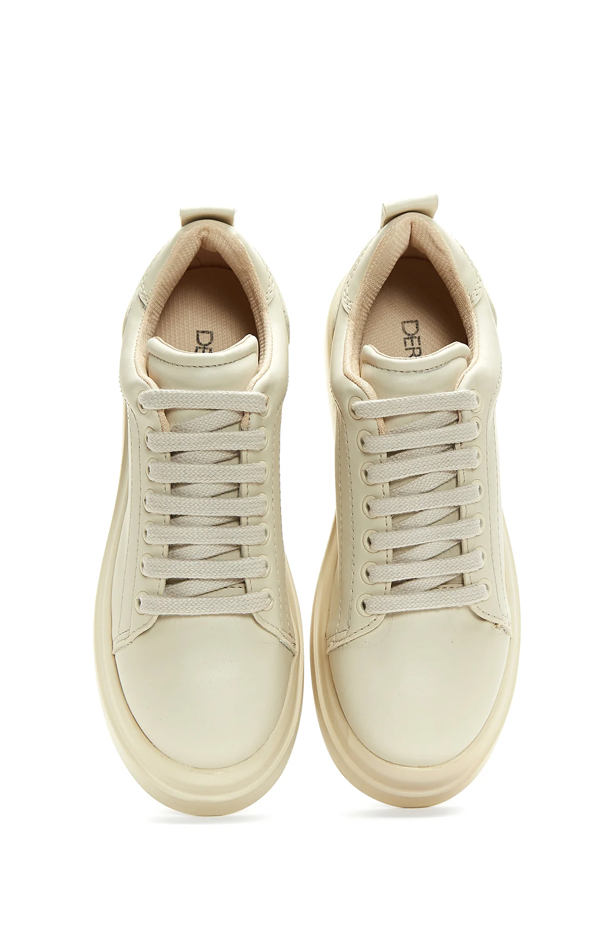 Kadın Bej Kalın Tabanlı Sneaker - Image 6