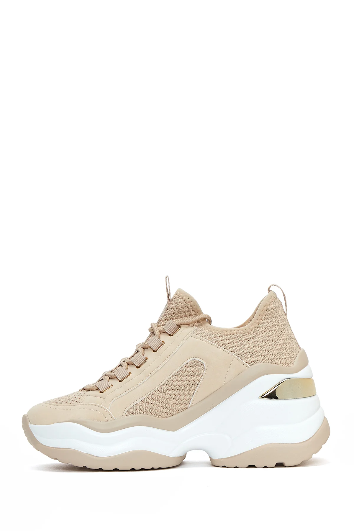 Kadın Bej Kalın Tabanlı Sneaker - Image 2