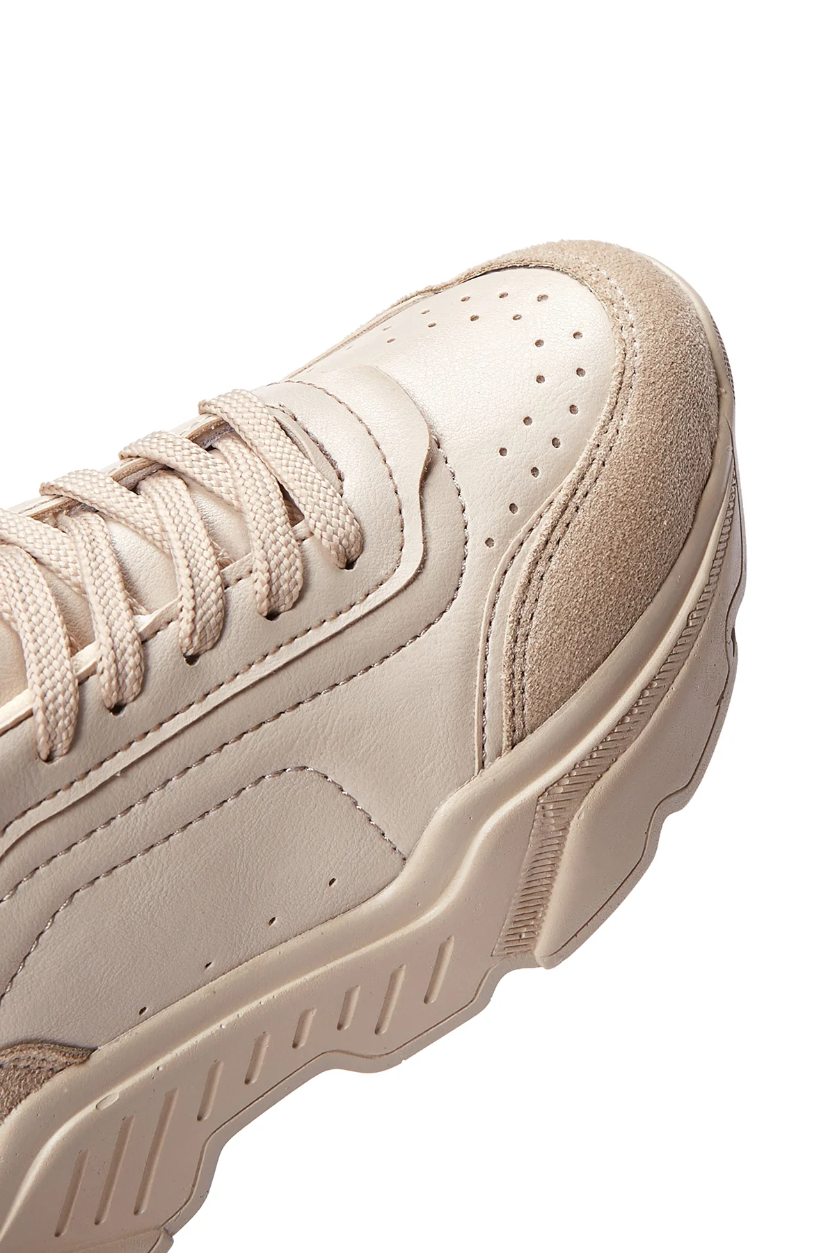 Kadın Bej Kalın Tabanlı Sneaker - Image 7