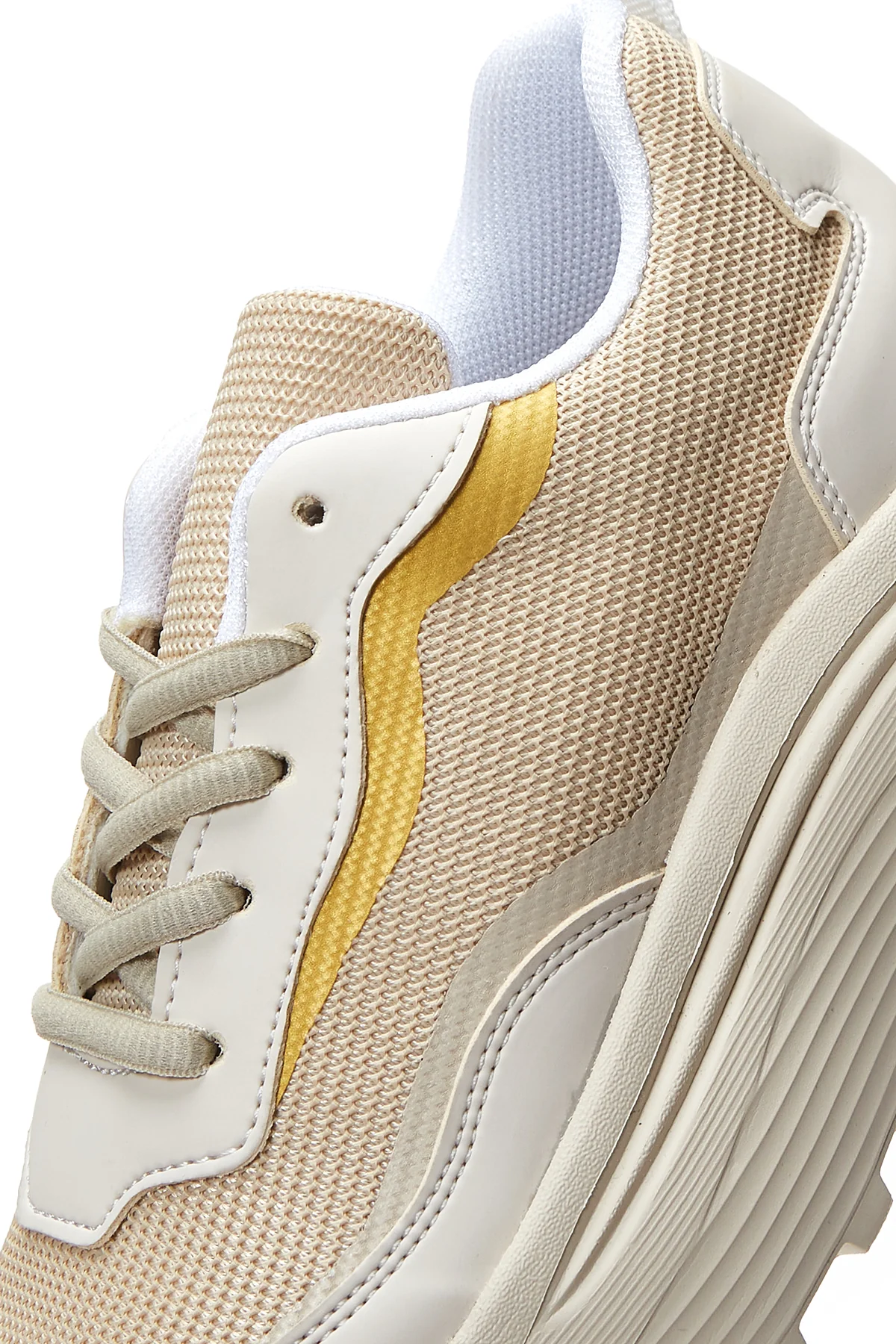 Kadın Bej Kalın Tabanlı Sneaker - Image 7