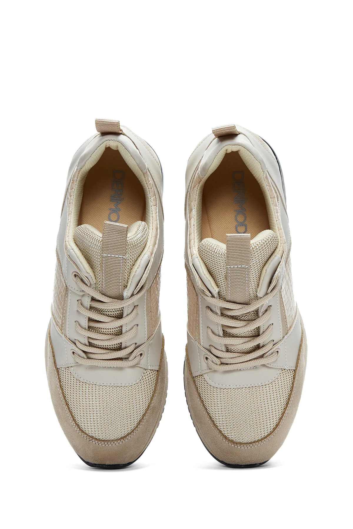 Kadın Bej Kalın Tabanlı Sneaker - Image 6