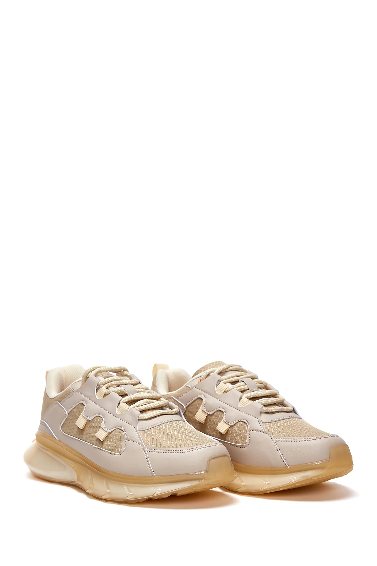 Kadın Bej Kalın Tabanlı Sneaker - Image 3