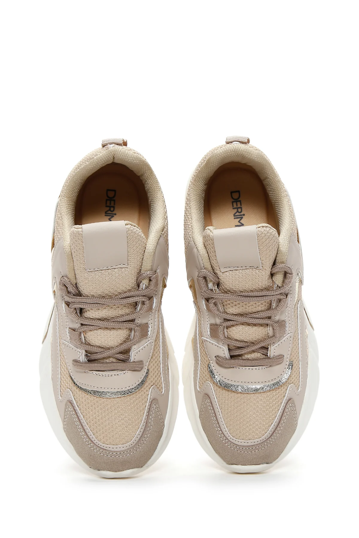 Kadın Bej Kalın Tabanlı Sneaker - Image 6