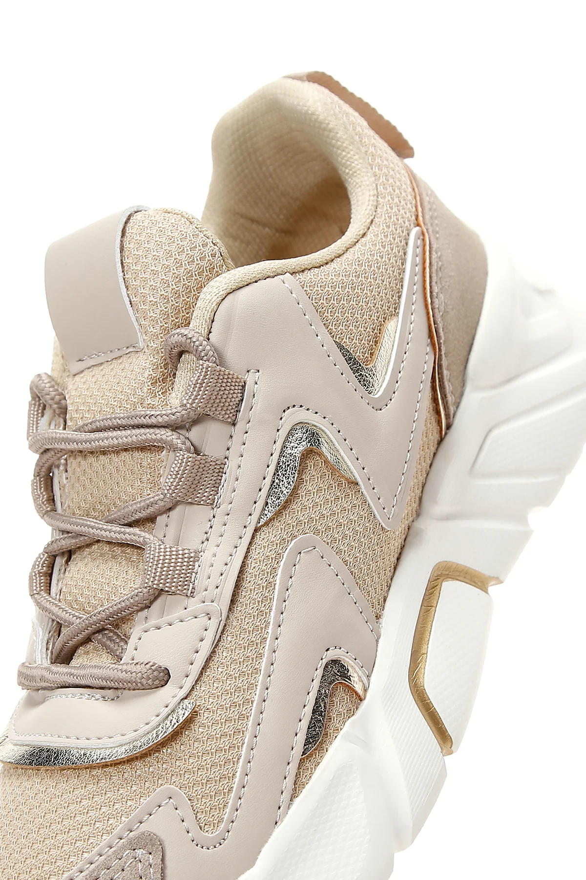 Kadın Bej Kalın Tabanlı Sneaker - Image 7