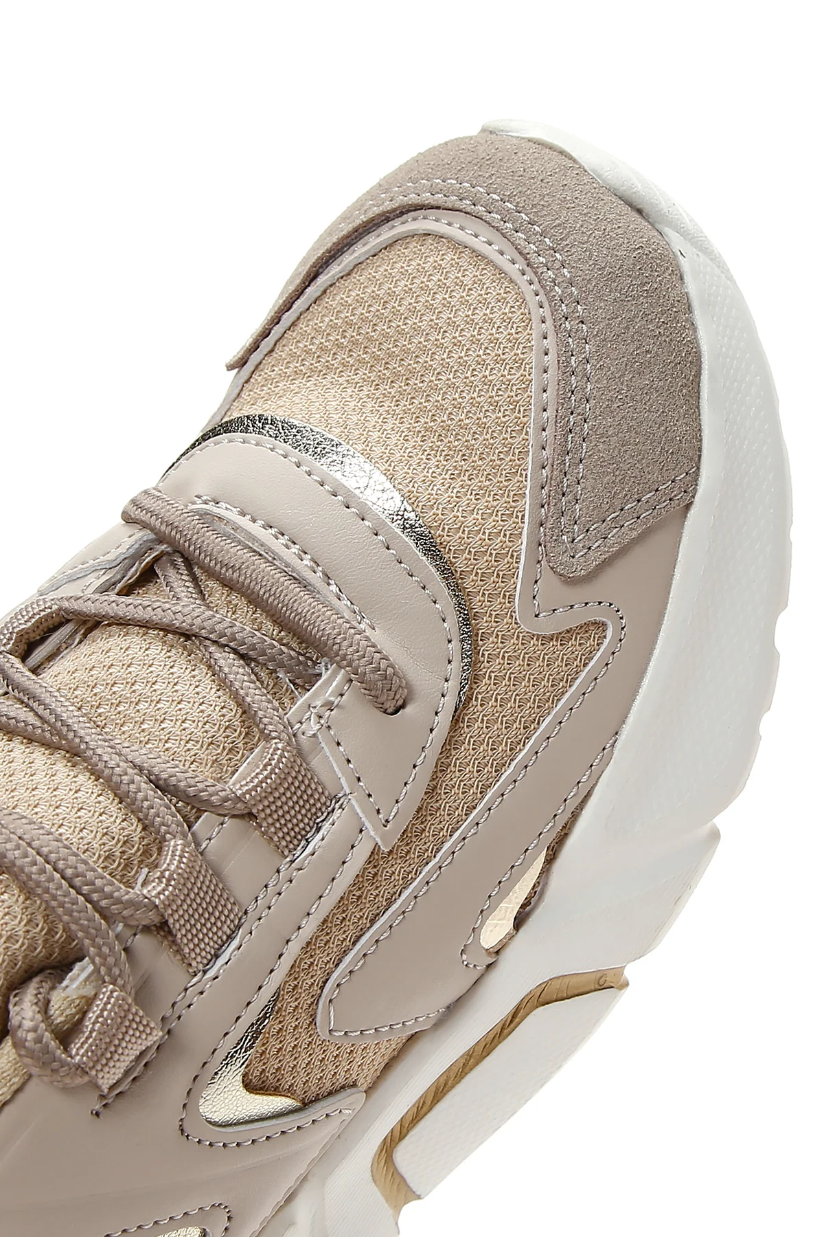 Kadın Bej Kalın Tabanlı Sneaker - Image 8