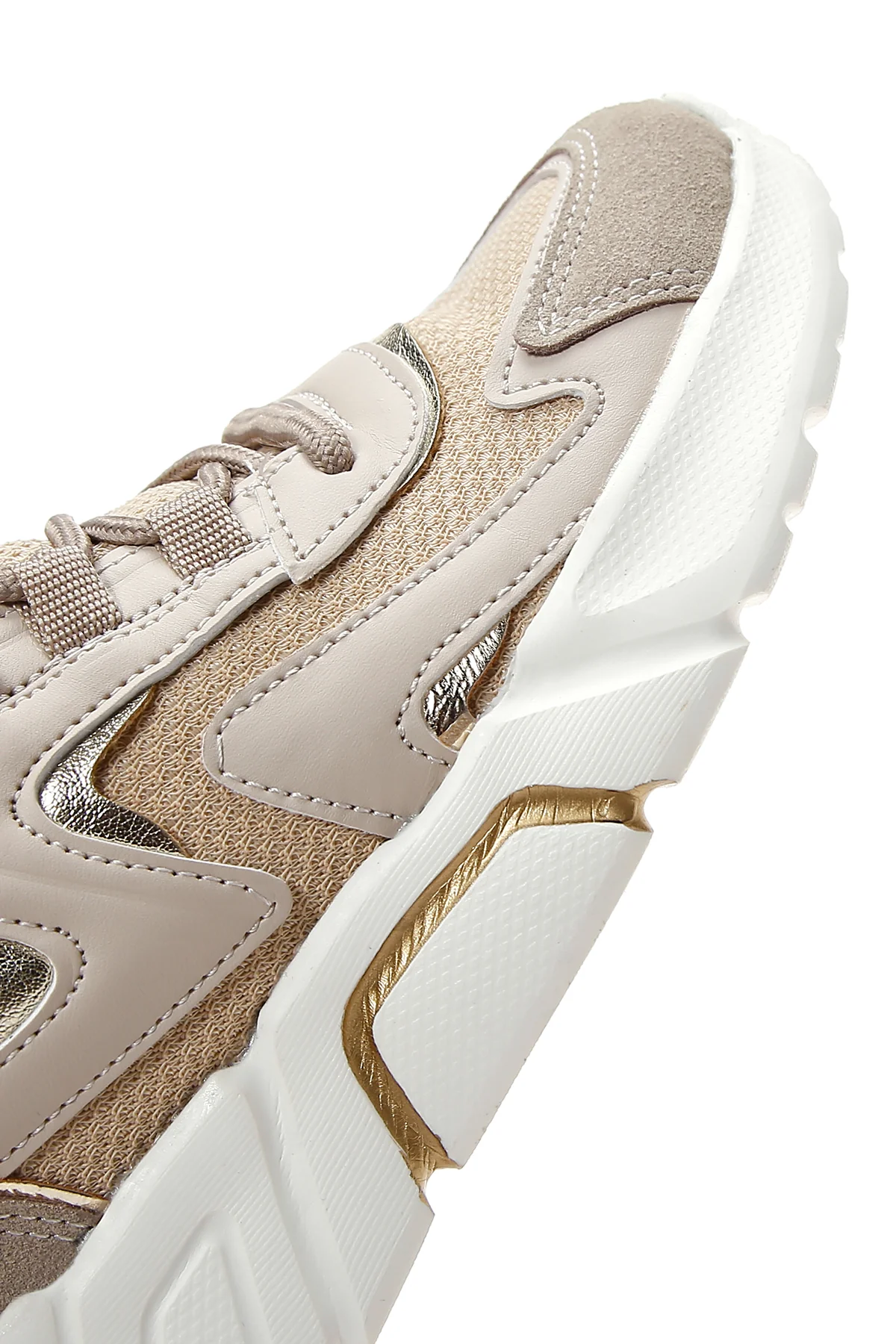 Kadın Bej Kalın Tabanlı Sneaker - Image 9