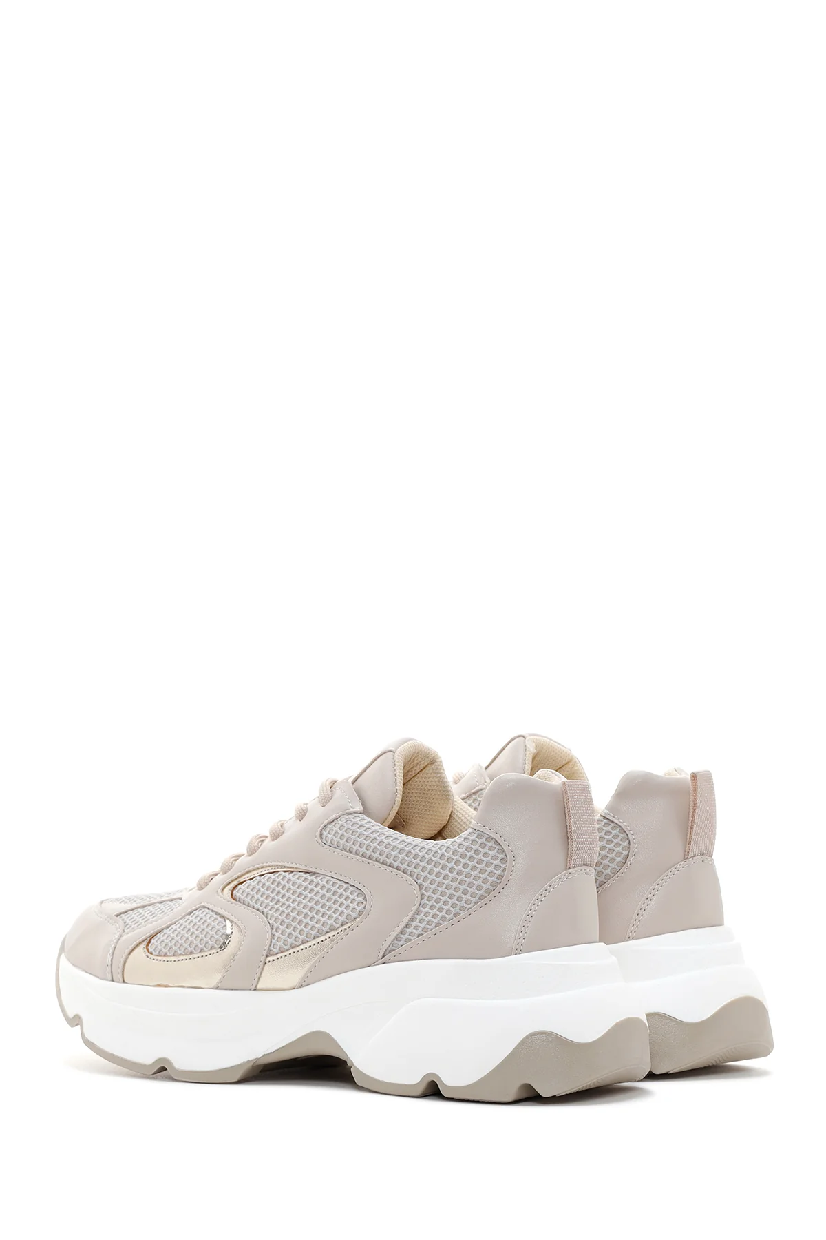 Kadın Bej Kalın Tabanlı Sneaker - Image 5