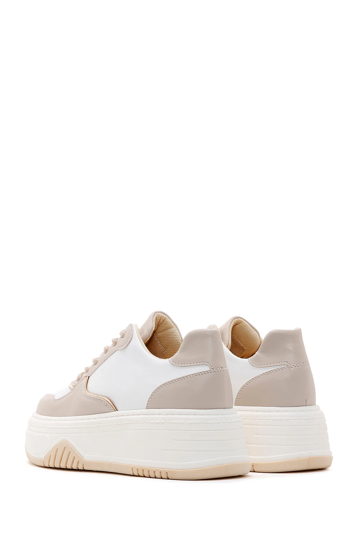 Kadın Bej Kalın Tabanlı Sneaker - Image 5