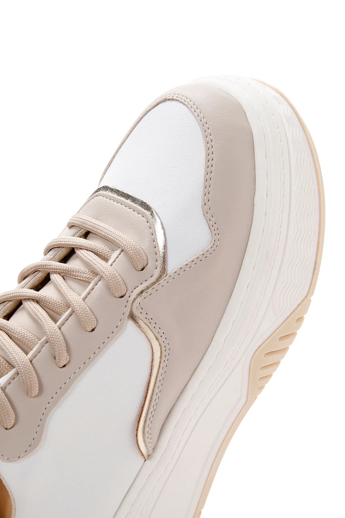 Kadın Bej Kalın Tabanlı Sneaker - Image 7