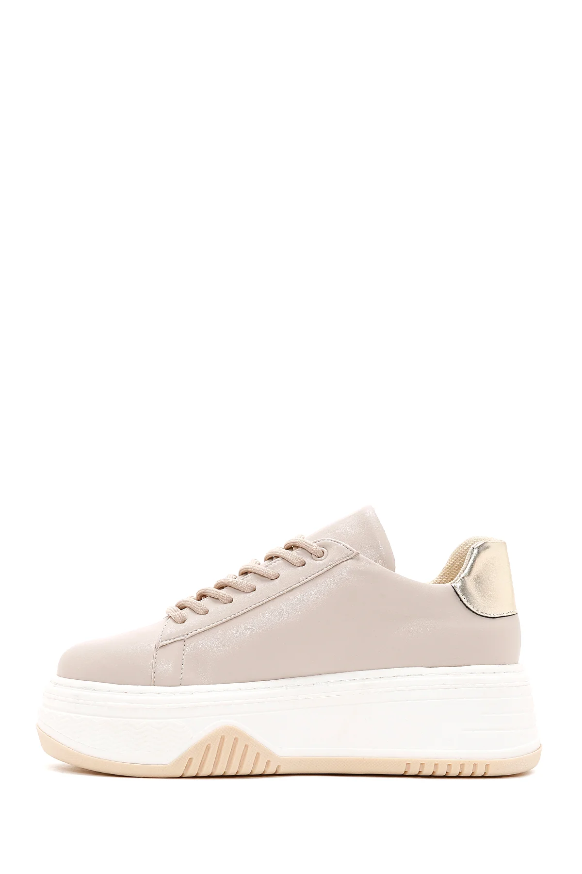 Kadın Bej Kalın Tabanlı Sneaker - Image 2
