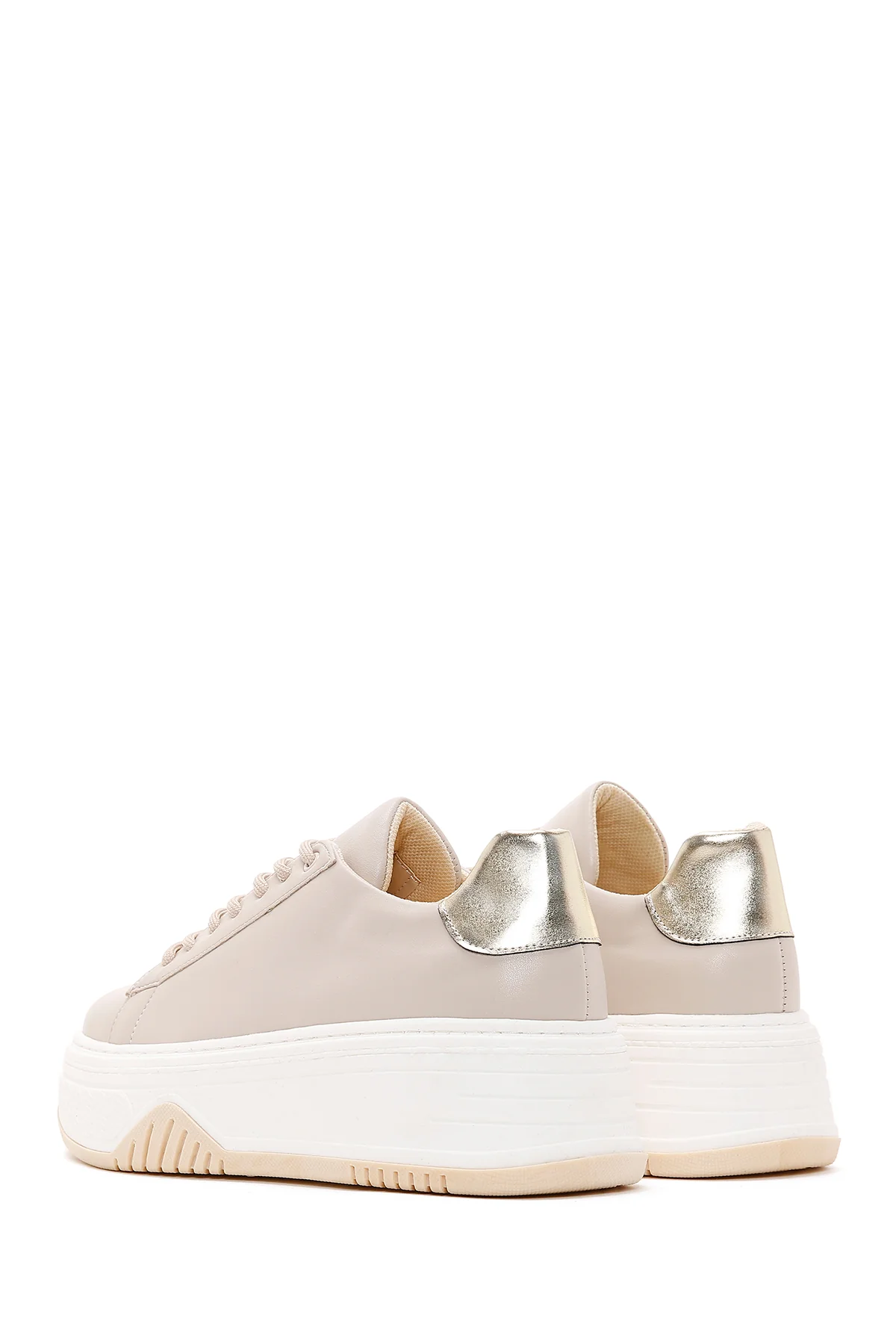 Kadın Bej Kalın Tabanlı Sneaker - Image 5