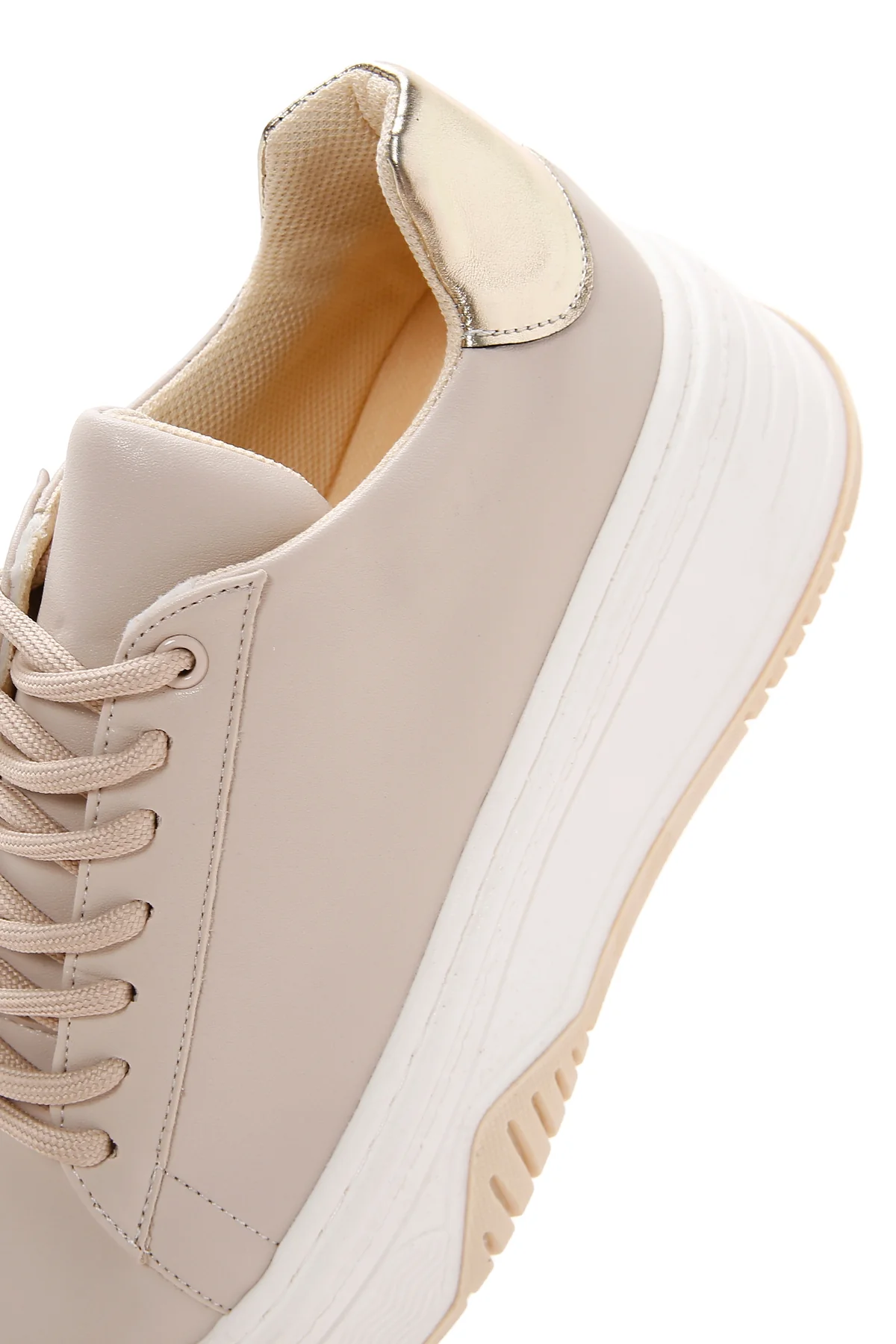 Kadın Bej Kalın Tabanlı Sneaker - Image 8