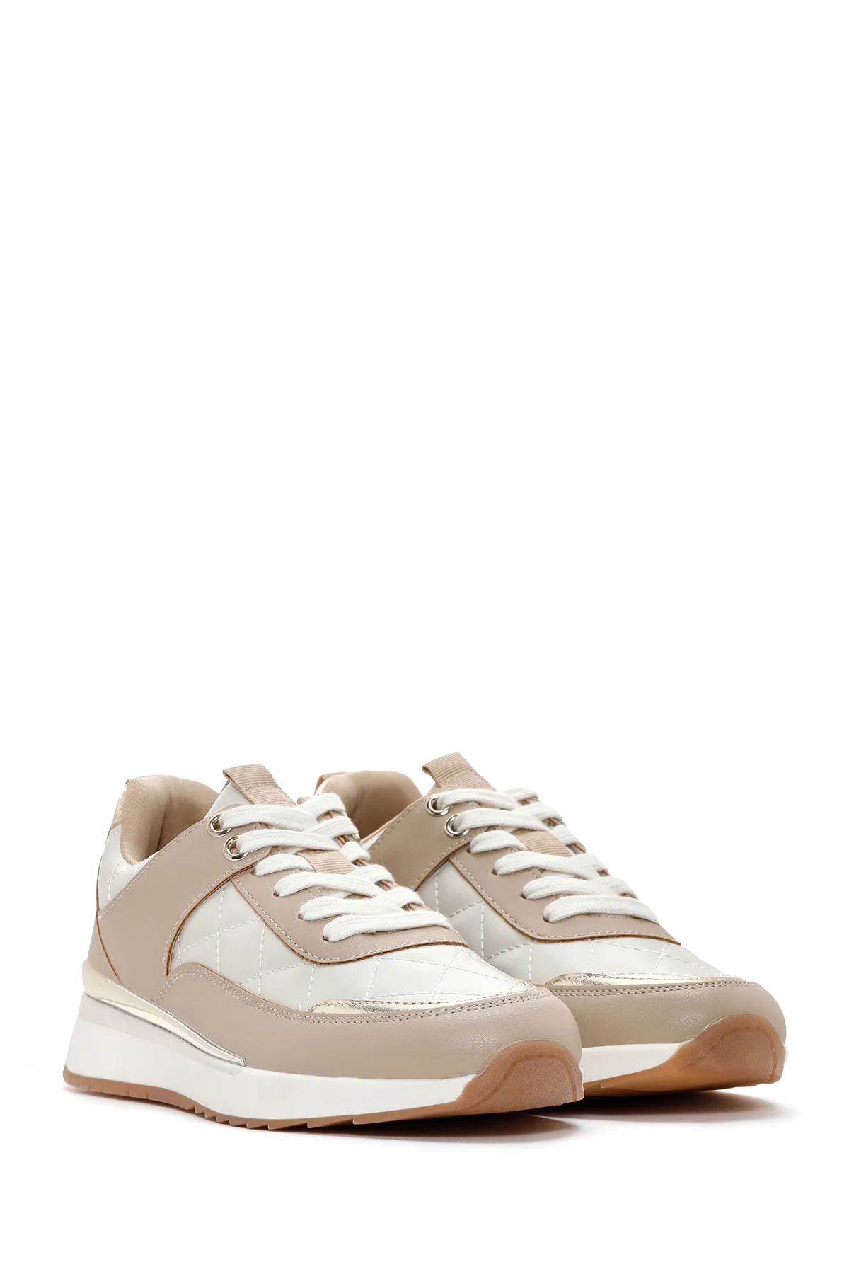 Kadın Bej Kalın Tabanlı Sneaker - Image 3