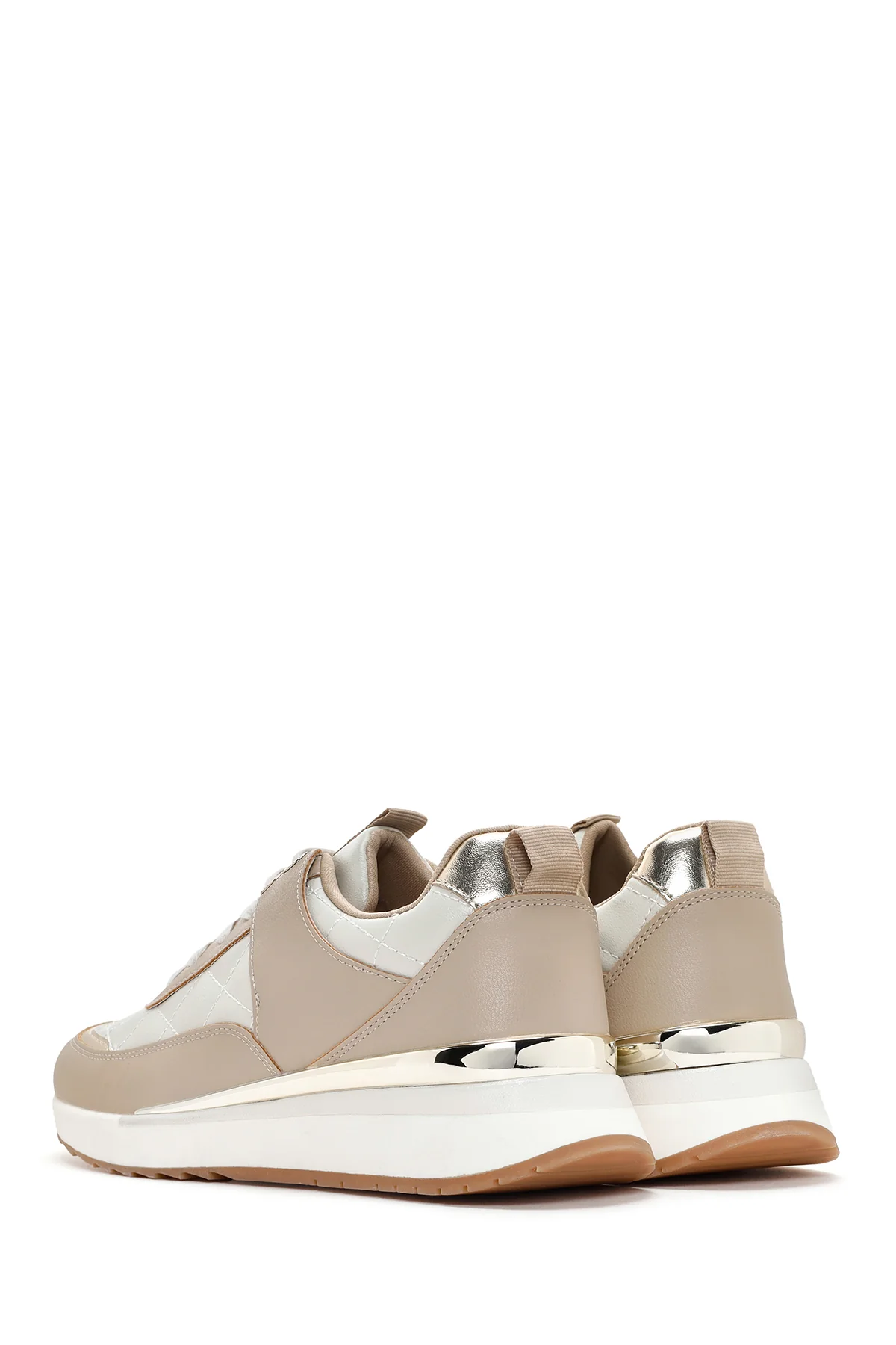 Kadın Bej Kalın Tabanlı Sneaker - Image 5