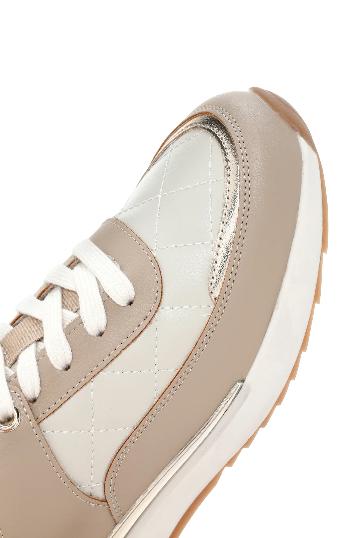 Kadın Bej Kalın Tabanlı Sneaker - Image 9
