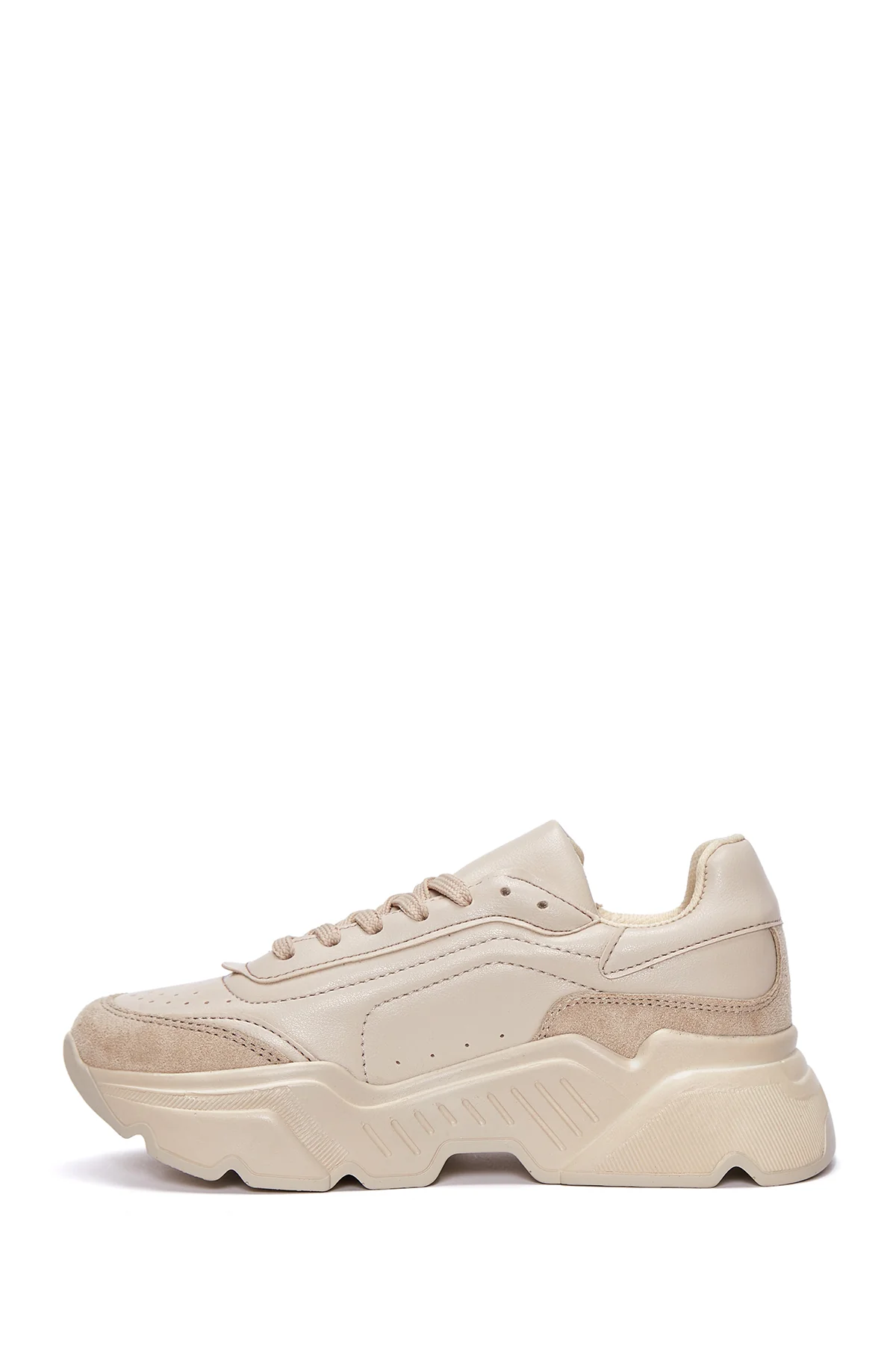 Kadın Bej Kalın Tabanlı Sneaker - Image 2