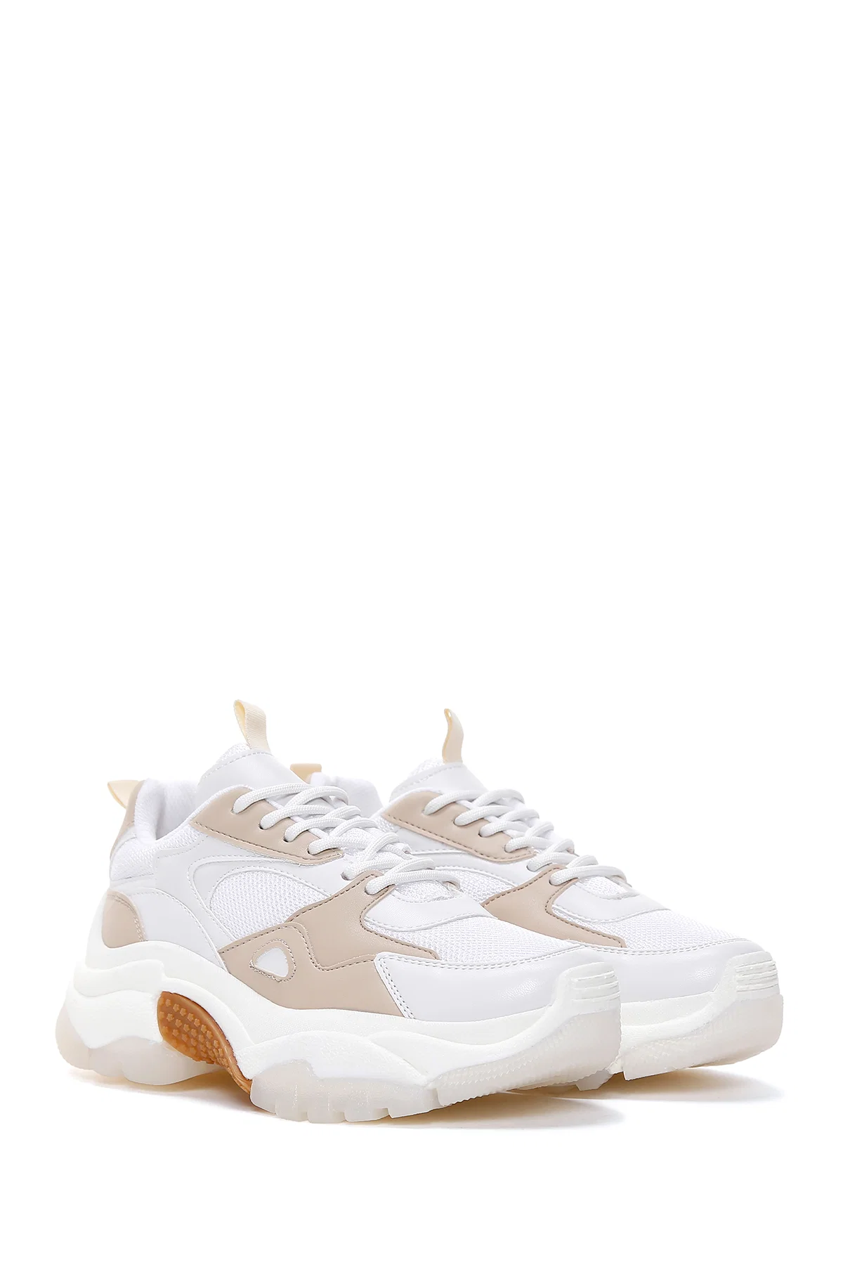 Kadın Bej Kalın Tabanlı Sneaker - Image 3
