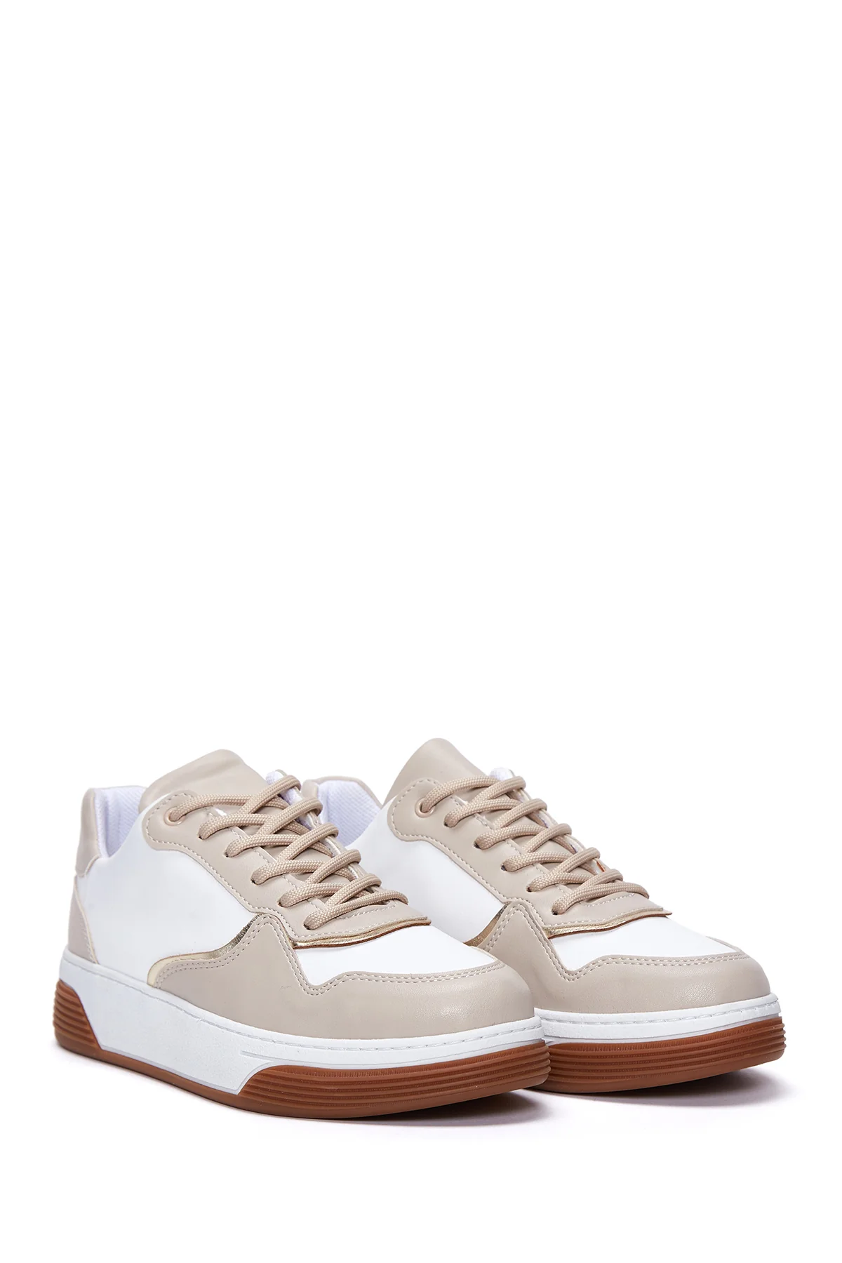 Kadın Bej Kalın Tabanlı Sneaker - Image 3