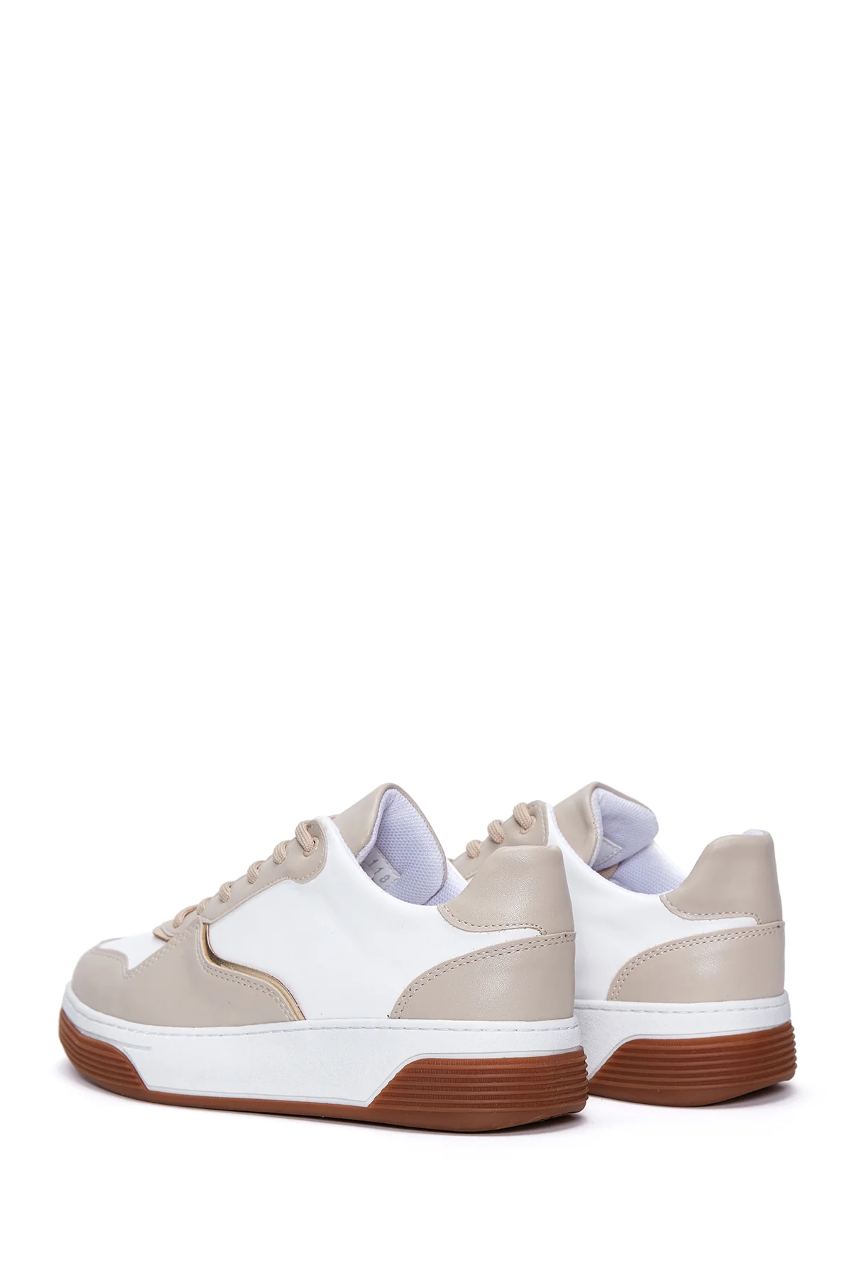 Kadın Bej Kalın Tabanlı Sneaker - Image 5