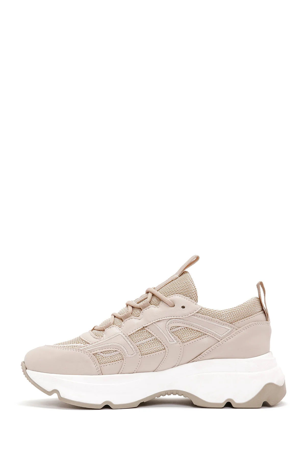 Kadın Bej Kalın Tabanlı Sneaker - Image 2