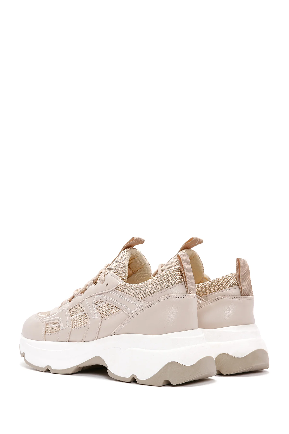 Kadın Bej Kalın Tabanlı Sneaker - Image 5