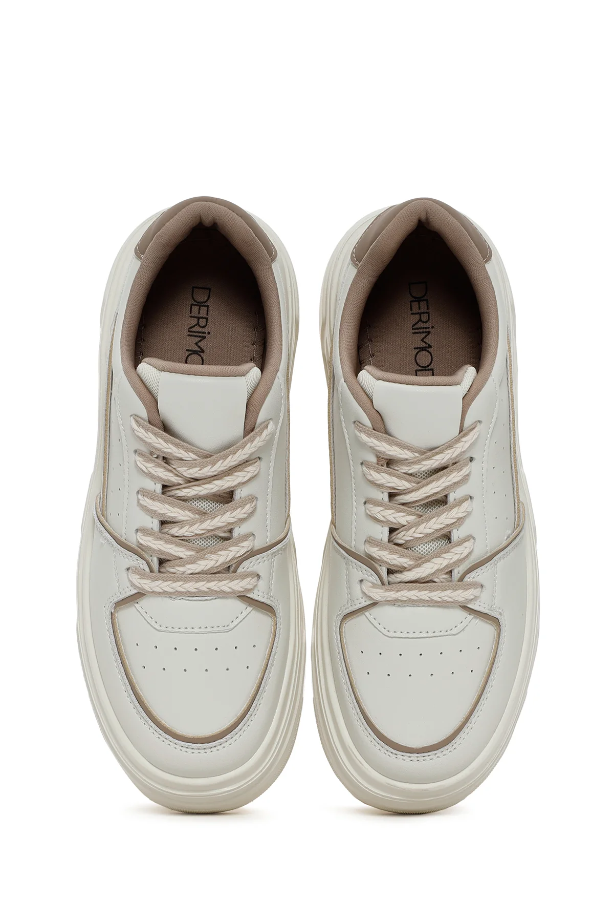 Kadın Bej Kalın Tabanlı Sneaker - Image 6