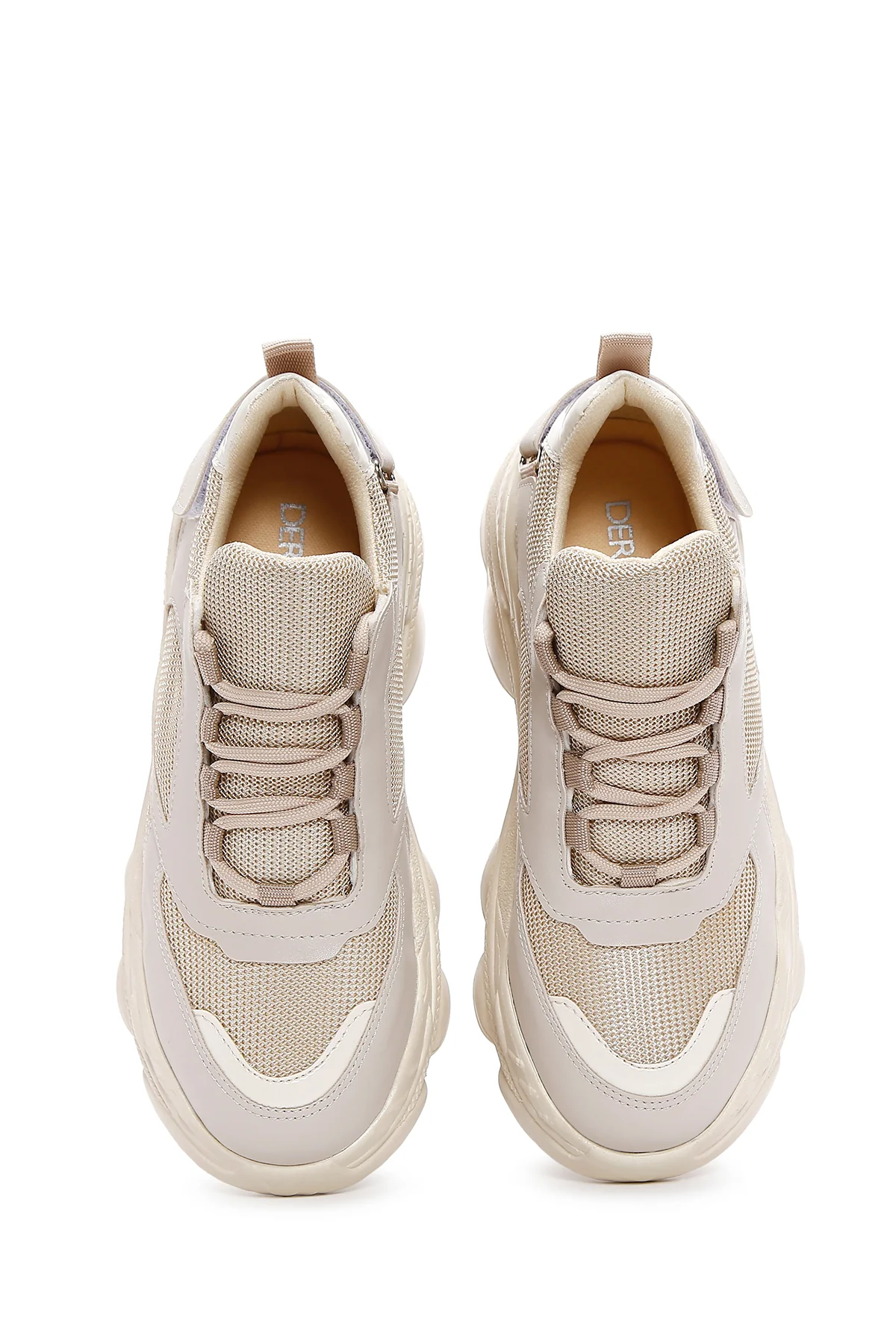 Kadın Bej Kalın Tabanlı Sneaker - Image 6