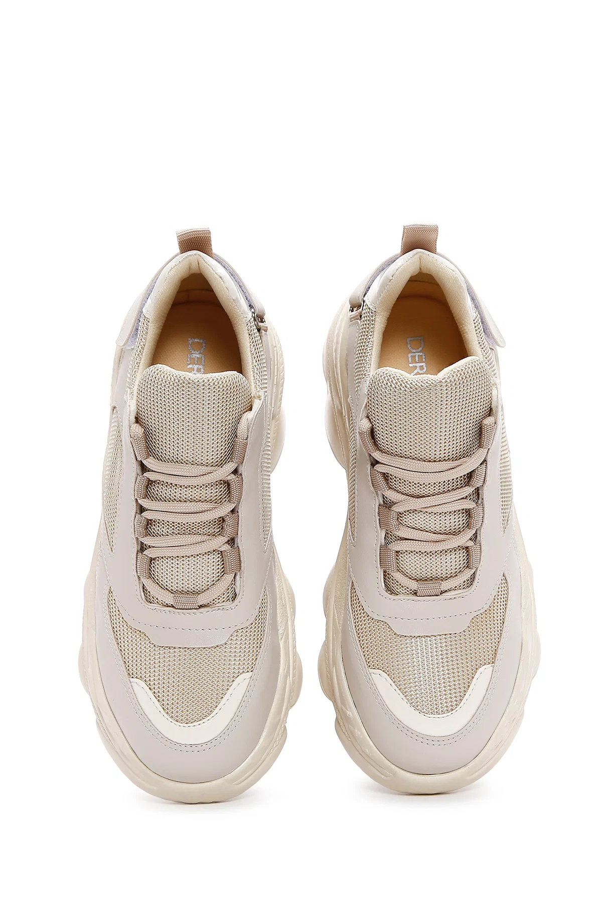 Kadın Bej Kalın Tabanlı Sneaker - Image 6