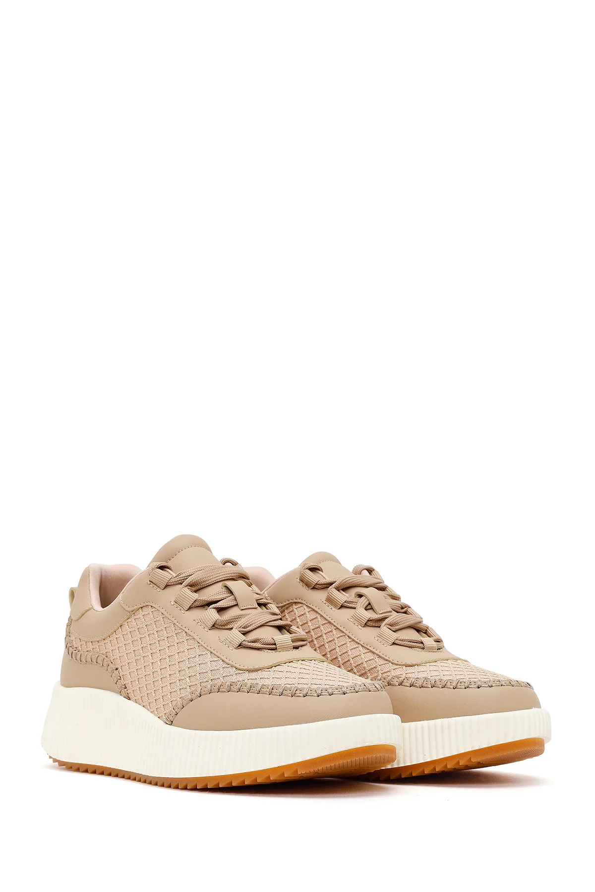 Kadın Bej Kalın Tabanlı Sneaker - Image 2