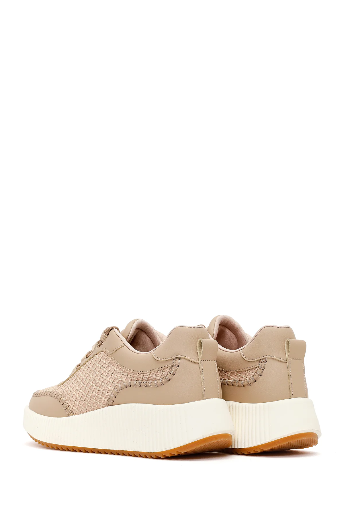 Kadın Bej Kalın Tabanlı Sneaker - Image 6