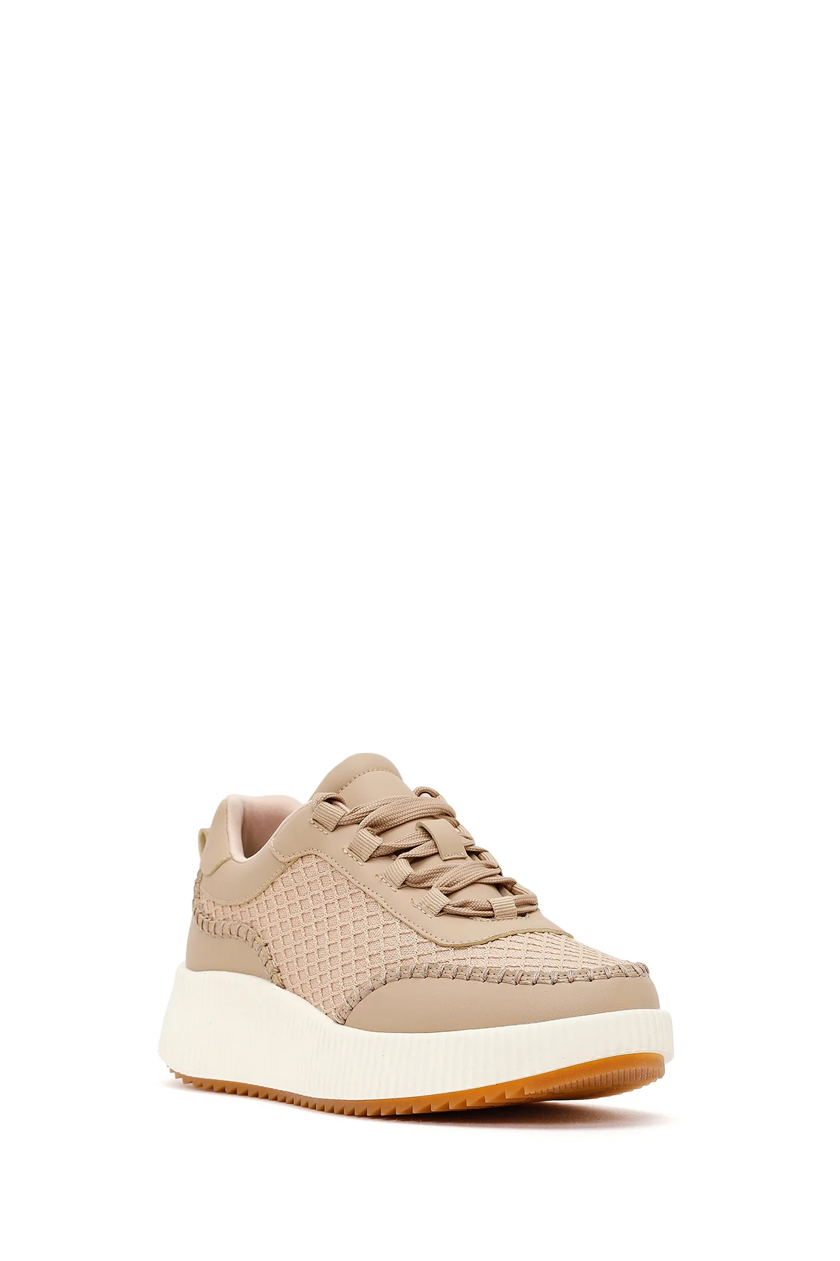 Kadın Bej Kalın Tabanlı Sneaker - Image 7