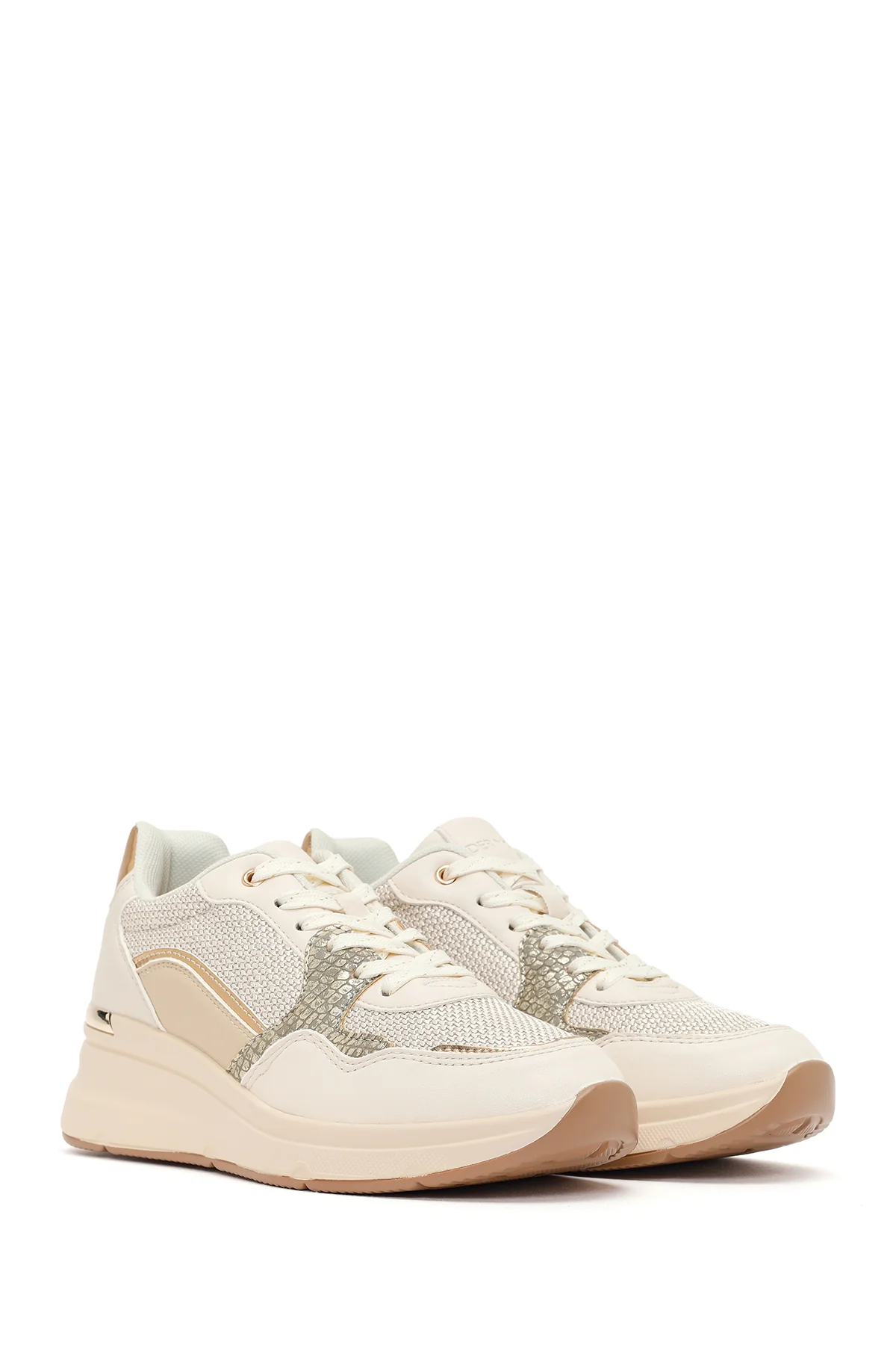 Kadın Bej Kalın Tabanlı Sneaker - Image 2