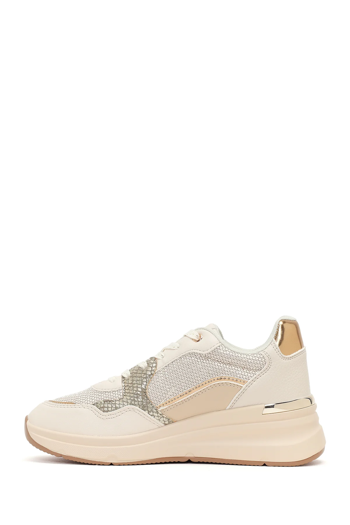 Kadın Bej Kalın Tabanlı Sneaker - Image 3