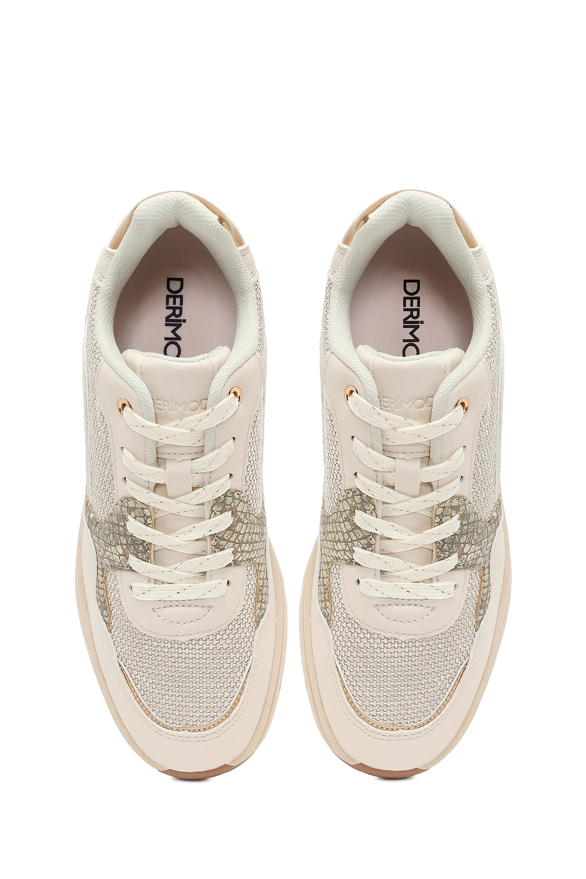 Kadın Bej Kalın Tabanlı Sneaker - Image 4