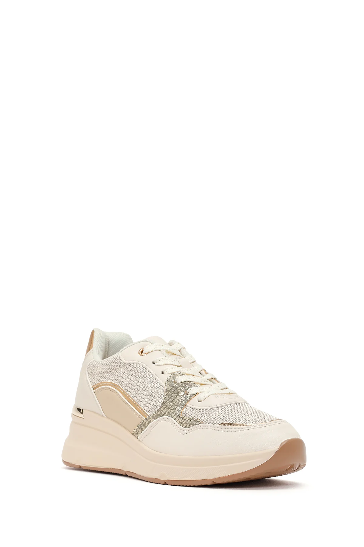Kadın Bej Kalın Tabanlı Sneaker - Image 7