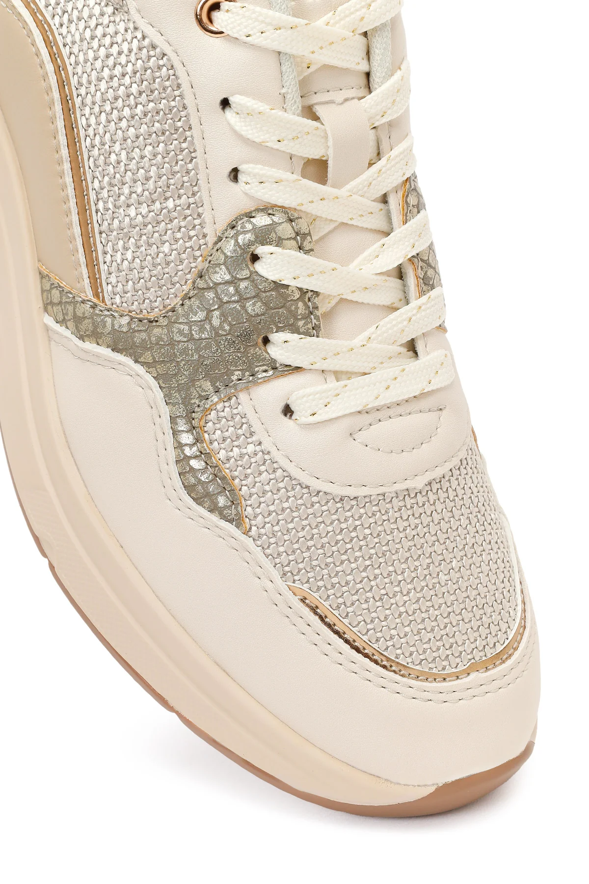 Kadın Bej Kalın Tabanlı Sneaker - Image 9