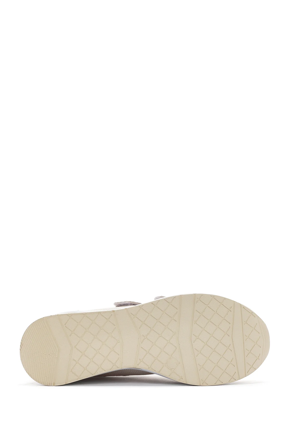 Kadın Bej Kalın Topuklu Bantlı Deri Sneaker - Image 4