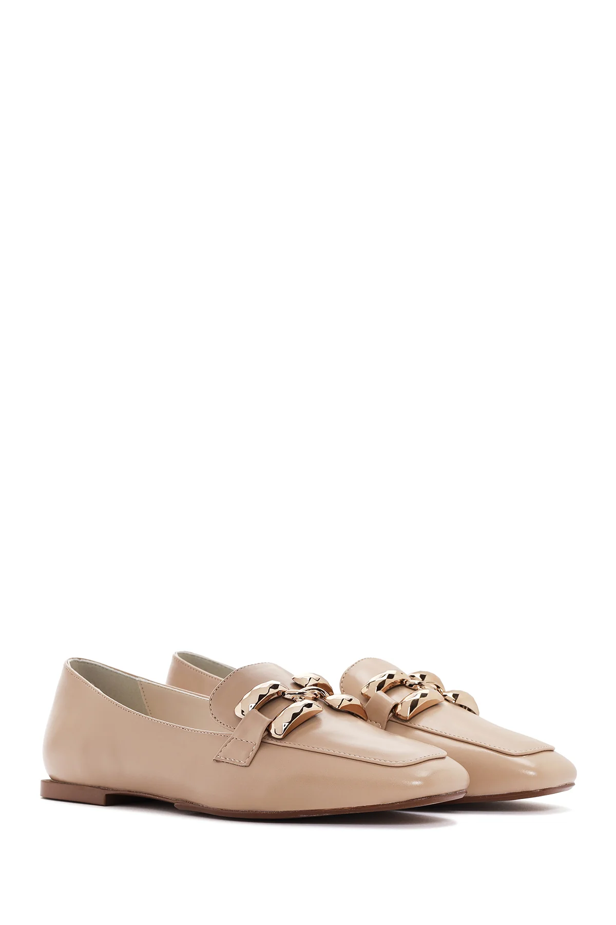 Kadın Bej Maskülen Loafer - Image 3