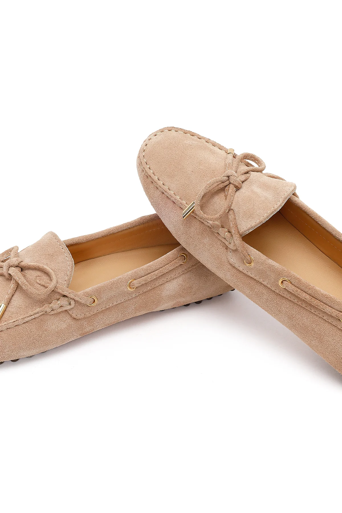 Kadın Bej Püsküllü Süet Deri Loafer - Image 10