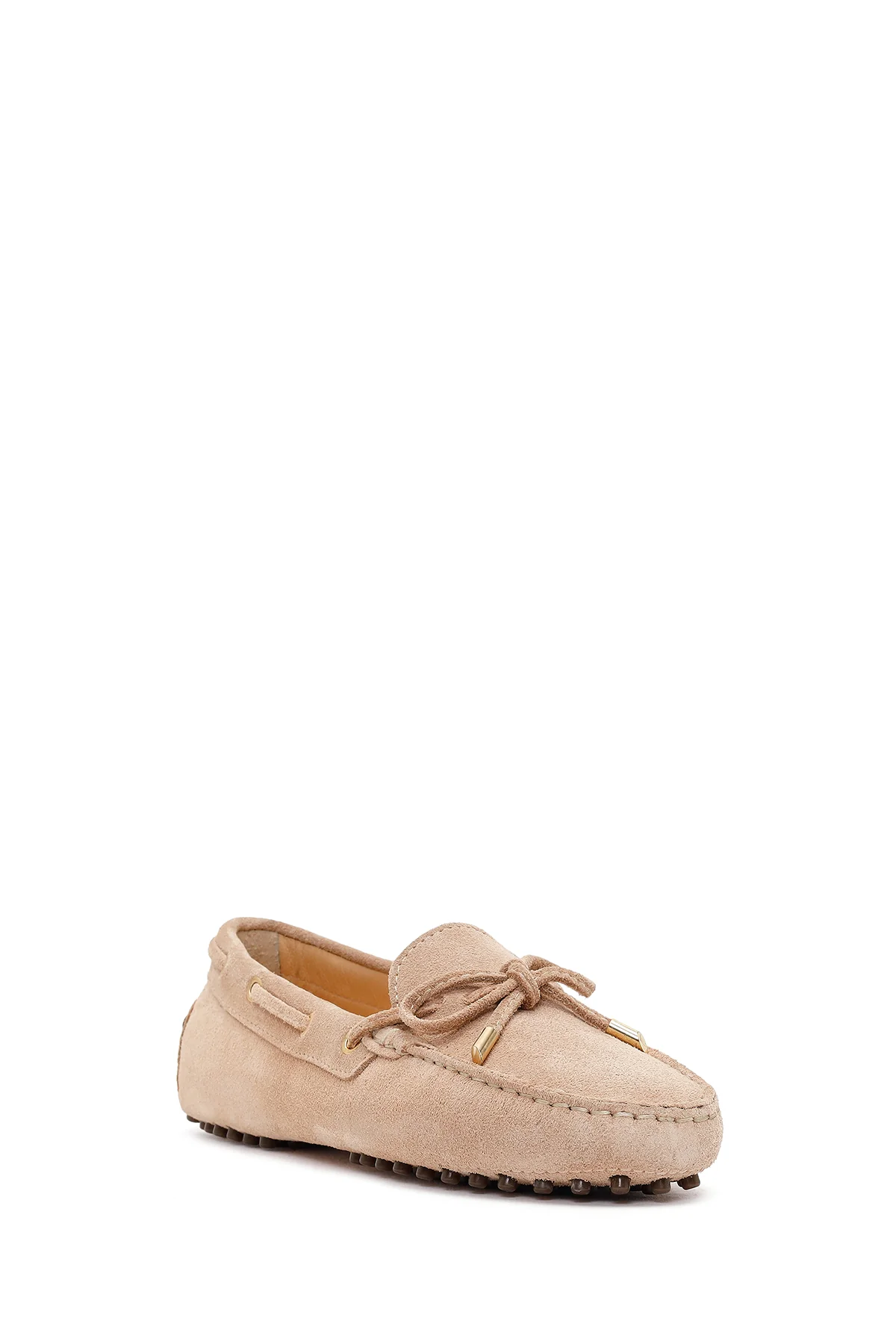 Kadın Bej Püsküllü Süet Deri Loafer - Image 7