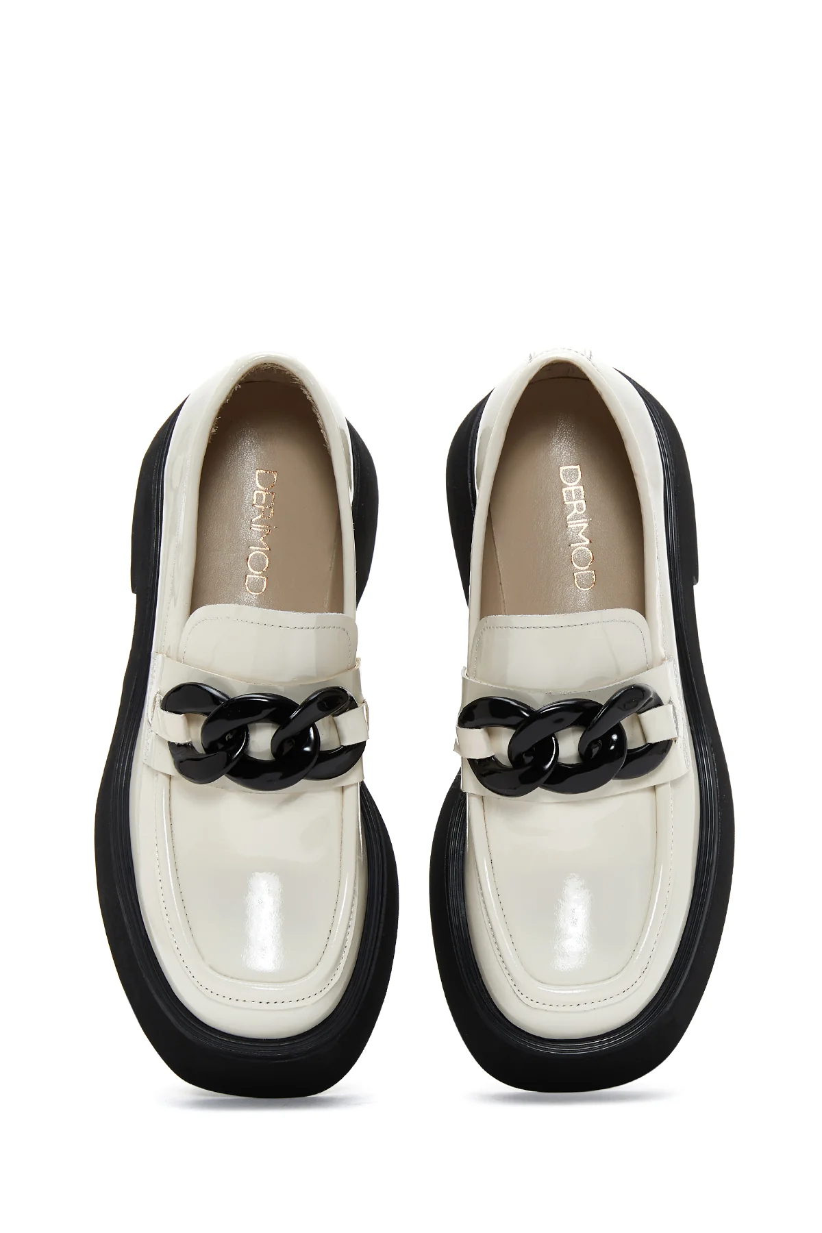 Kadın Bej Rugan Deri Tokalı Loafer - Image 6