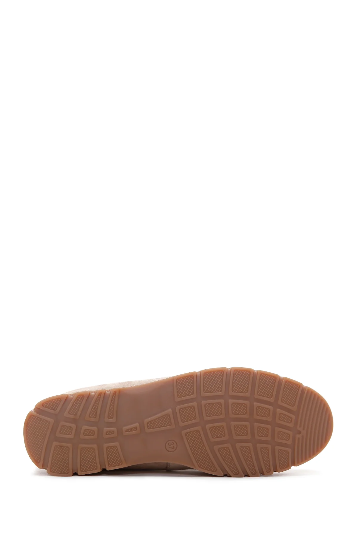 Kadın Bej Simli Deri Comfort Loafer - Image 4