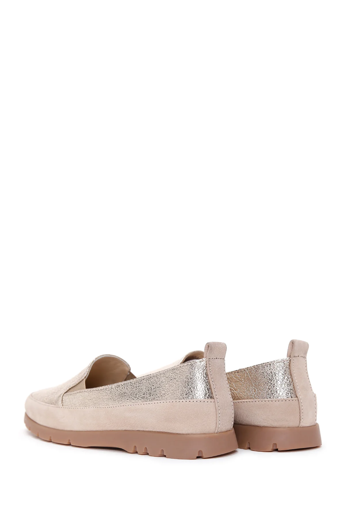 Kadın Bej Simli Deri Comfort Loafer - Image 5