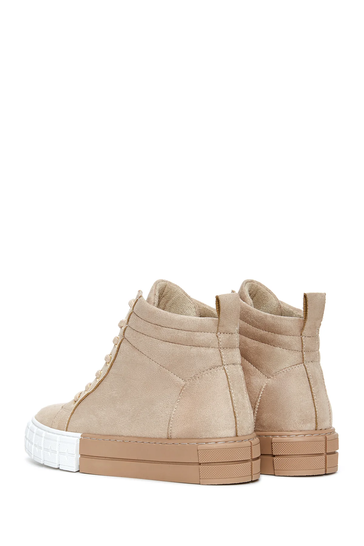 Kadın Bej Süet Bilekli Sneaker - Image 5